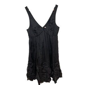 Rebecca Taylor Black 100% Silk  V-NeckCocktail Mini  Dress Women Size 2
